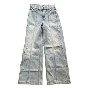 GAP High Rise Stride Seamed Wide Leg Jeans Light Wash Retro Wide Leg Denim, 26/2